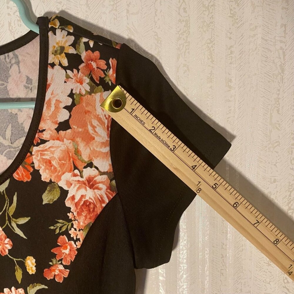Annabelle Women's‎ Slimming Floral Sheath Dress Short Sleeve Black Size Medium - Picture 9 of 10